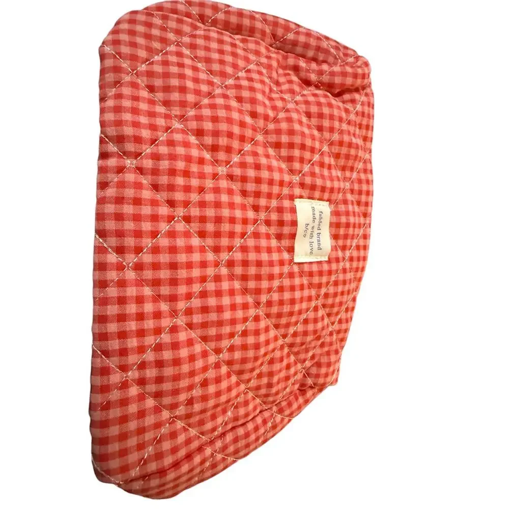 Retro Plaid Ladies Cosmetic Bag Quilted Cotton Women's Travel Storage Bags